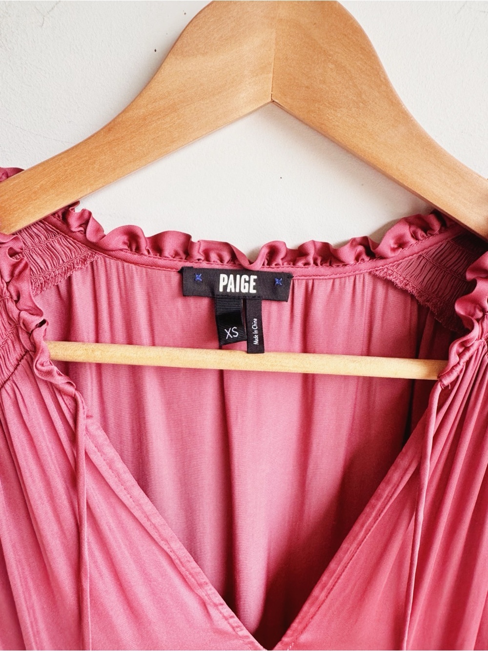 PAIGE Laramie Midi Dress Pink Satin Ruffle Midi Dress XS - Picture 4 of 6
